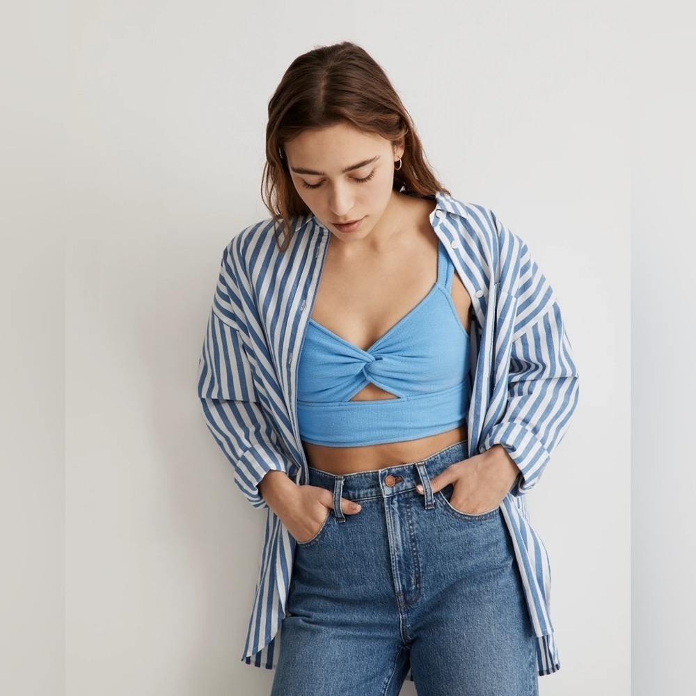 Madewell Cutout Knot-Front Crop Tank Top NJ776